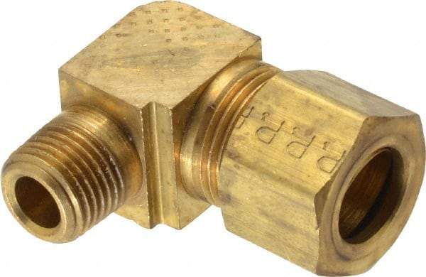 Parker - 3/8" OD, Brass Male Elbow - 200 Max Working psi, -65 to 250°F, Comp x MNPT Ends - Apex Tool & Supply