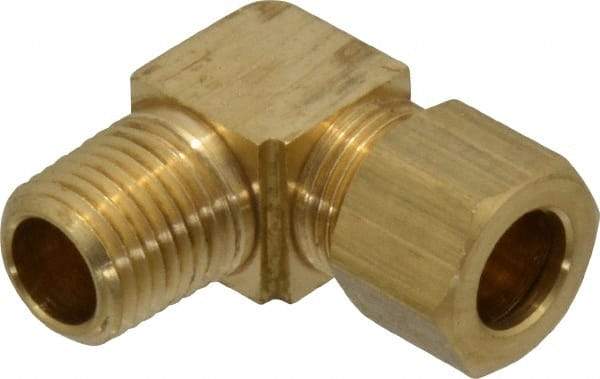 Parker - 3/8" OD, Brass Male Elbow - 200 Max Working psi, -65 to 250°F, Comp x MNPT Ends - Apex Tool & Supply