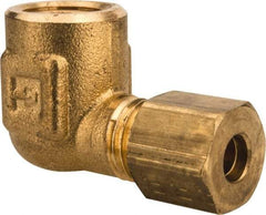 Parker - 3/16" OD, Brass Female Elbow - 400 Max Working psi, -65 to 250°F, Comp x FNPT Ends - Apex Tool & Supply