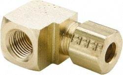 Parker - 1/4" OD, Brass Female Elbow - 300 Max Working psi, -65 to 250°F, Comp x FNPT Ends - Apex Tool & Supply