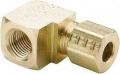 Parker - 1/4" OD, Brass Female Elbow - 300 Max Working psi, -65 to 250°F, Comp x FNPT Ends - Apex Tool & Supply
