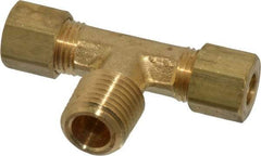 Parker - 1/4" OD, Brass Male Branch Tee - 300 Max Working psi, -65 to 250°F, Comp x Comp x MNPT Ends - Apex Tool & Supply