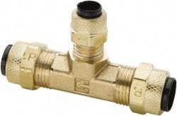 Parker - 3/8 x 3/8 x 1/4" OD, Brass Union Tee - 150 Max Working psi, 0 to 150°F, Comp x Comp x Comp Ends - Apex Tool & Supply