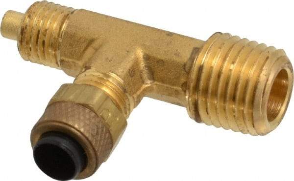 Parker - 1/4" OD, Brass Male Run Tee - 150 Max Working psi, 0 to 150°F, Comp x MNPT x Comp Ends - Apex Tool & Supply
