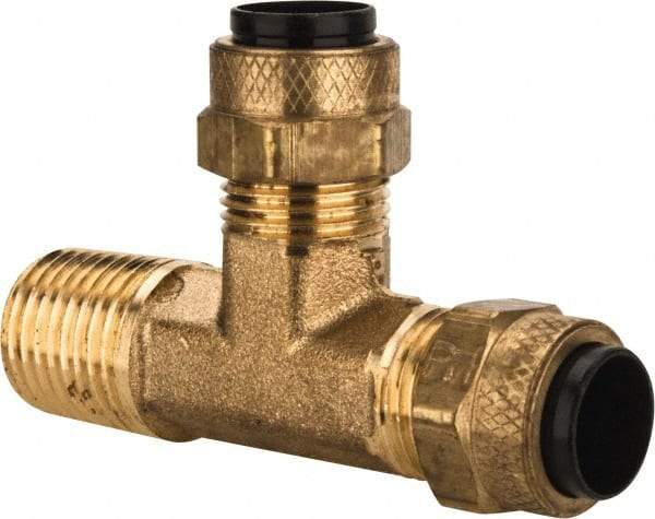 Parker - 3/8" OD, Brass Male Run Tee - 150 Max Working psi, 0 to 150°F, Comp x MNPT x Comp Ends - Apex Tool & Supply