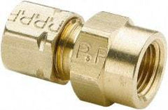 Parker - 1/4" OD, Brass Female Connector - 1,400 Max Working psi, -65 to 250°F, Comp x FNPT Ends - Apex Tool & Supply