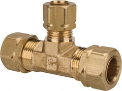 Parker - 3/8 x 3/8 x 1/4" OD, Brass Union Tee - 1,400 Max Working psi, -65 to 250°F, Comp x Comp x Comp Ends - Apex Tool & Supply