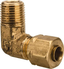 Parker - 3/16" OD, Brass Male Elbow - 1,900 Max Working psi, -65 to 250°F, Comp x MNPT Ends - Apex Tool & Supply