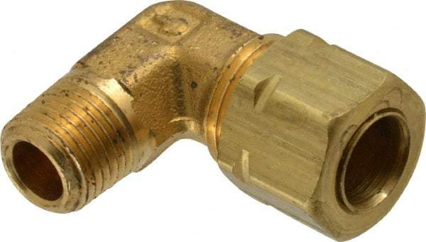 Parker - 5/16" OD, Brass Male Elbow - 1,200 Max Working psi, -65 to 250°F, Comp x MNPT Ends - Apex Tool & Supply
