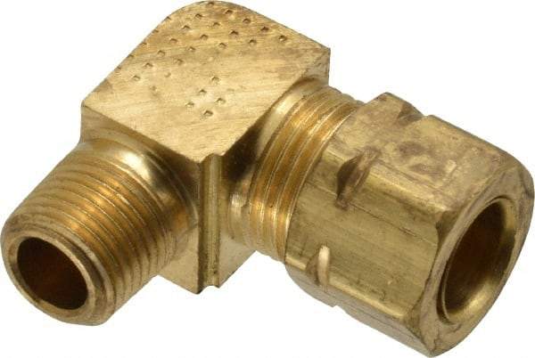 Parker - 5/16" OD, Brass Male Elbow - 1,200 Max Working psi, -65 to 250°F, Comp x MNPT Ends - Apex Tool & Supply