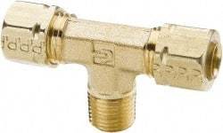 Parker - 3/16" OD, Brass Male Branch Tee - 1,900 Max Working psi, -65 to 250°F, Comp x Comp x MNPT Ends - Apex Tool & Supply