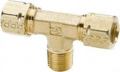 Parker - 3/16" OD, Brass Male Branch Tee - 1,900 Max Working psi, -65 to 250°F, Comp x Comp x MNPT Ends - Apex Tool & Supply