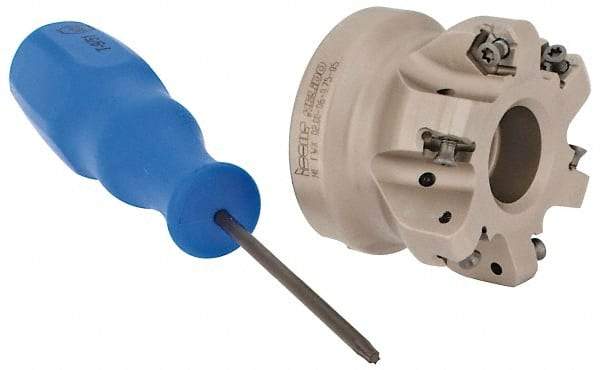 Iscar - 1.628" Cut Diam, 3/4" Arbor Hole, 0.08" Max Depth of Cut, 30° Indexable Chamfer & Angle Face Mill - 6 Inserts, H600 WXCU 05 Insert, Right Hand Cut, 6 Flutes, Through Coolant, Series Helido - Apex Tool & Supply