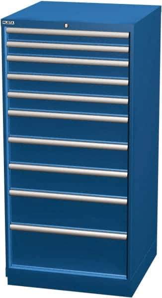 LISTA - 10 Drawer, Modular Storage Cabinet - Steel, 28-1/4" Wide x 28-1/2" Deep x 59-1/2" High, Blue - Apex Tool & Supply