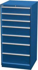 LISTA - 7 Drawer, Modular Storage Cabinet - Steel, 28-1/4" Wide x 28-1/2" Deep x 59-1/2" High, Blue - Apex Tool & Supply