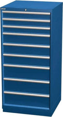 LISTA - 9 Drawer, Modular Storage Cabinet - Steel, 28-1/4" Wide x 28-1/2" Deep x 59-1/2" High, Blue - Apex Tool & Supply