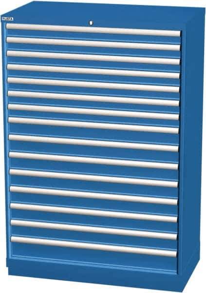 LISTA - 15 Drawer, Modular Storage Cabinet - Steel, 40-1/4" Wide x 22-1/2" Deep x 59-1/2" High, Blue - Apex Tool & Supply
