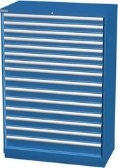 LISTA - 15 Drawer, Modular Storage Cabinet - Steel, 40-1/4" Wide x 22-1/2" Deep x 59-1/2" High, Blue - Apex Tool & Supply