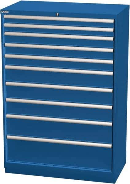 LISTA - 10 Drawer, Modular Storage Cabinet - Steel, 40-1/4" Wide x 22-1/2" Deep x 59-1/2" High, Blue - Apex Tool & Supply