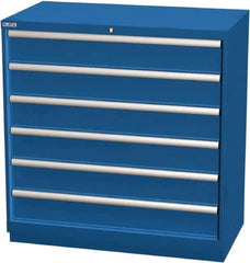 LISTA - 6 Drawer, Modular Storage Cabinet - Steel, 40-1/4" Wide x 22-1/2" Deep x 41-3/4" High, Blue - Apex Tool & Supply