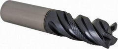Iscar - 3/4" Diam, 1-1/2" LOC, 4 Flute Solid Carbide Roughing & Finishing Corner Chamfer End Mill - TiAlN Finish, 4" OAL, 3/4" Shank Diam, Straight Shank, 45° Helix, Centercutting, Regular Length - Apex Tool & Supply