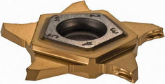 Iscar - PENTA24R150 Z IC1008 Grade, 0.059" Cutting Width, Carbide Cutoff Insert - 15° Right Hand Lead Angle, 0.002" Cnr Rad, TiN/TiAlN Coated - Apex Tool & Supply