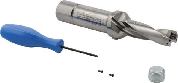 Iscar - 2-1/4" Max Drill Depth, 3xD, 3/4" Diam, Indexable Insert Drill - 1" Shank Diam, Straight Shank - Apex Tool & Supply