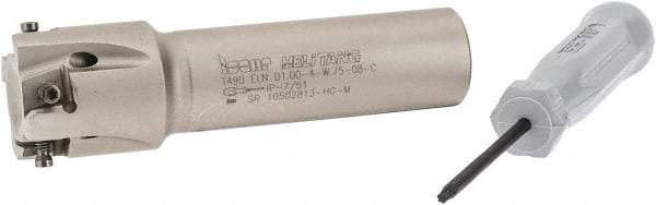 Iscar - 1" Cut Diam, 0.315" Max Depth of Cut, 3/4" Shank Diam, 3.38" OAL, Indexable Square Shoulder Helical End Mill - Weldon Shank, 90° Lead Angle, Through Coolant, Series Helitang - Apex Tool & Supply