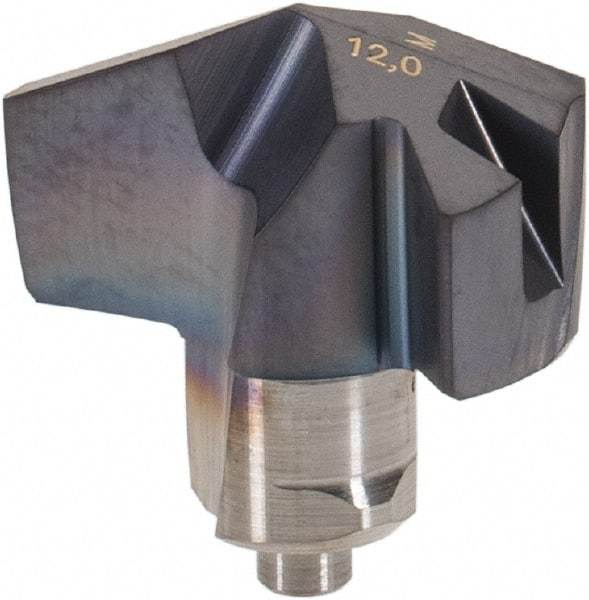Iscar - Series ICM, 11.99mm Diam Grade IC908 140° Replaceable Drill Tip - Carbide, TiAlN Finish, 12 Seat Size - Apex Tool & Supply