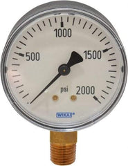 Wika - 2-1/2" Dial, 1/4 Thread, 0-2,000 Scale Range, Pressure Gauge - Lower Connection Mount, Accurate to 3-2-3% of Scale - Apex Tool & Supply