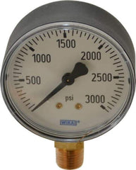 Wika - 2-1/2" Dial, 1/4 Thread, 0-3,000 Scale Range, Pressure Gauge - Lower Connection Mount, Accurate to 3-2-3% of Scale - Apex Tool & Supply