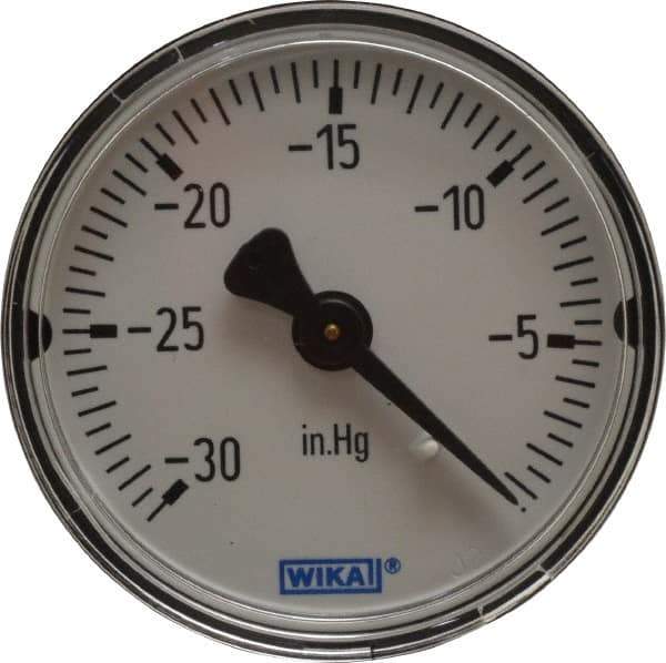 Wika - 2" Dial, 1/4 Thread, 30-0 Scale Range, Pressure Gauge - Center Back Connection Mount, Accurate to 3-2-3% of Scale - Apex Tool & Supply
