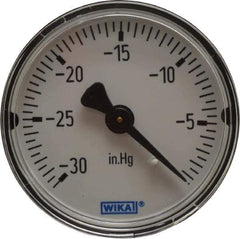 Wika - 2" Dial, 1/4 Thread, 30-0 Scale Range, Pressure Gauge - Center Back Connection Mount, Accurate to 3-2-3% of Scale - Apex Tool & Supply