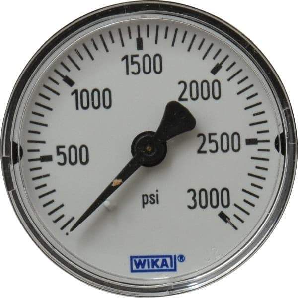 Wika - 2" Dial, 1/4 Thread, 0-3,000 Scale Range, Pressure Gauge - Center Back Connection Mount, Accurate to 3-2-3% of Scale - Apex Tool & Supply
