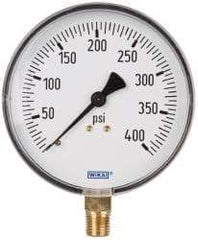 Wika - 4" Dial, 1/4 Thread, 0-400 Scale Range, Pressure Gauge - Lower Connection Mount, Accurate to 3-2-3% of Scale - Apex Tool & Supply