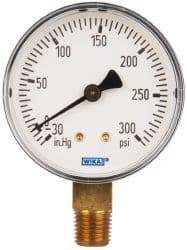 Wika - 2-1/2" Dial, 1/4 Thread, 30-0-300 Scale Range, Pressure Gauge - Lower Connection Mount, Accurate to 3-2-3% of Scale - Apex Tool & Supply