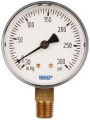 Wika - 2-1/2" Dial, 1/4 Thread, 30-0-300 Scale Range, Pressure Gauge - Lower Connection Mount, Accurate to 3-2-3% of Scale - Apex Tool & Supply