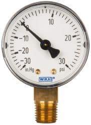 Wika - 2" Dial, 1/4 Thread, 30-0-30 Scale Range, Pressure Gauge - Lower Connection Mount, Accurate to 3-2-3% of Scale - Apex Tool & Supply