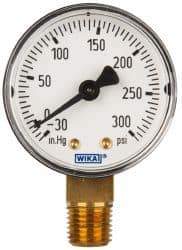 Wika - 2" Dial, 1/4 Thread, 30-0-300 Scale Range, Pressure Gauge - Lower Connection Mount, Accurate to 3-2-3% of Scale - Apex Tool & Supply