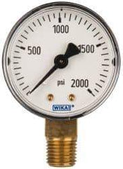 Wika - 2" Dial, 1/4 Thread, 0-2,000 Scale Range, Pressure Gauge - Lower Connection Mount, Accurate to 3-2-3% of Scale - Apex Tool & Supply