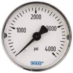 Wika - 2" Dial, 1/4 Thread, 0-4,000 Scale Range, Pressure Gauge - Center Back Connection Mount, Accurate to 3-2-3% of Scale - Apex Tool & Supply