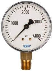 Wika - 2-1/2" Dial, 1/4 Thread, 0-4,000 Scale Range, Pressure Gauge - Lower Connection Mount, Accurate to 3-2-3% of Scale - Apex Tool & Supply