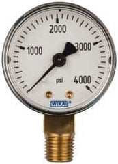 Wika - 2" Dial, 1/4 Thread, 0-4,000 Scale Range, Pressure Gauge - Lower Connection Mount, Accurate to 3-2-3% of Scale - Apex Tool & Supply