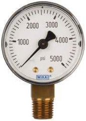 Wika - 2" Dial, 1/4 Thread, 0-5,000 Scale Range, Pressure Gauge - Lower Connection Mount, Accurate to 3-2-3% of Scale - Apex Tool & Supply