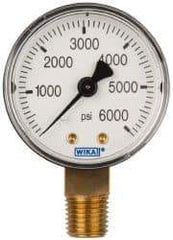Wika - 2" Dial, 1/4 Thread, 0-6,000 Scale Range, Pressure Gauge - Lower Connection Mount, Accurate to 3-2-3% of Scale - Apex Tool & Supply