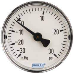 Wika - 2" Dial, 1/4 Thread, 30-0-30 Scale Range, Pressure Gauge - Center Back Connection Mount, Accurate to 3-2-3% of Scale - Apex Tool & Supply