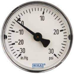 Wika - 2" Dial, 1/4 Thread, 30-0-30 Scale Range, Pressure Gauge - Center Back Connection Mount, Accurate to 3-2-3% of Scale - Apex Tool & Supply