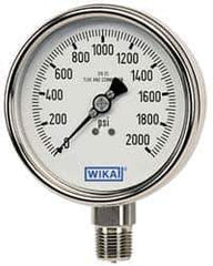 Wika - 4" Dial, 1/4 Thread, 0-160 Scale Range, Pressure Gauge - Lower Connection Mount, Accurate to 1% of Scale - Apex Tool & Supply