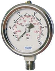 Wika - 2-1/2" Dial, 1/4 Thread, 0-3,000 Scale Range, Pressure Gauge - Lower Connection Mount, Accurate to 2-1-2% of Scale - Apex Tool & Supply
