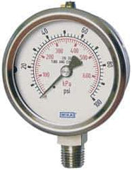 Wika - 2-1/2" Dial, 1/4 Thread, 0-1,000 Scale Range, Pressure Gauge - Lower Connection Mount, Accurate to 2-1-2% of Scale - Apex Tool & Supply